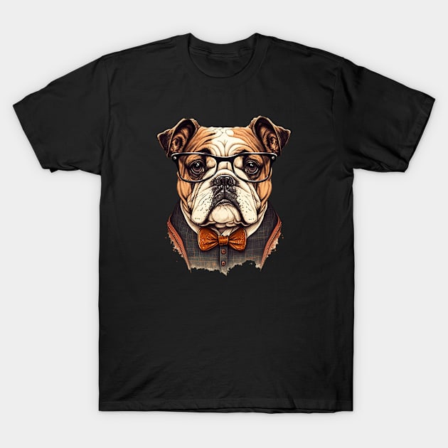 Hipster Bulldog T-Shirt by JayD World